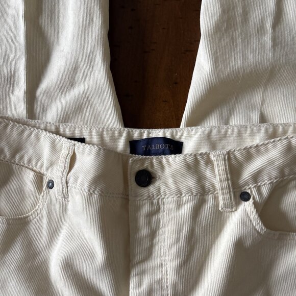 Talbots Off White Corduroy Pants Size 12 Heritage - Picture 2 of 8